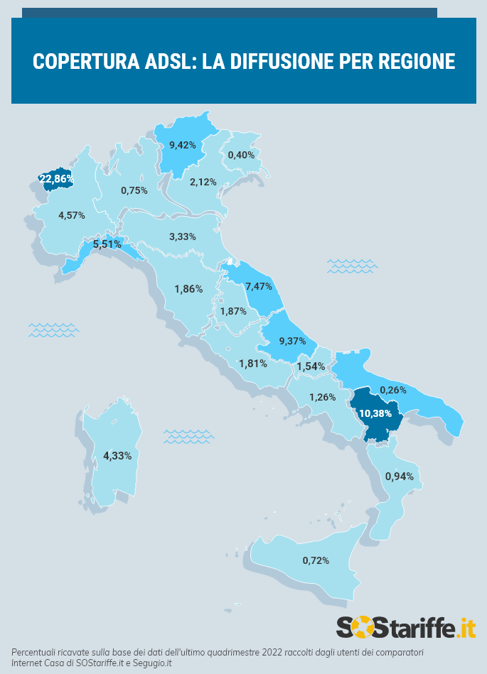cartina Italia con diffusione ADSL 