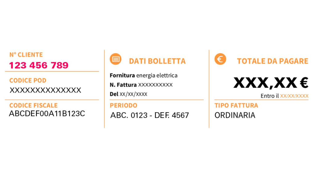 Fac Simile bolletta luce dati della fornitura
