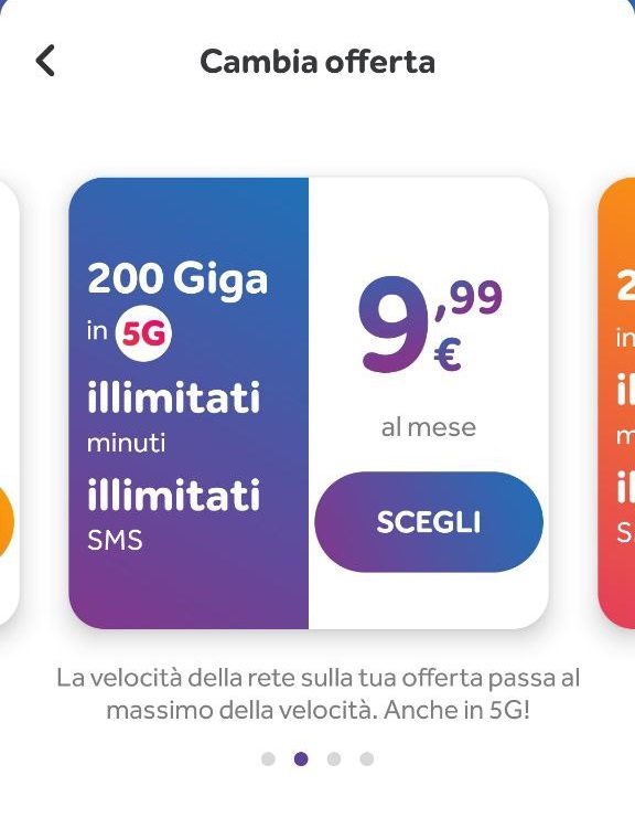 Cambia tariffa ho dall'app ho